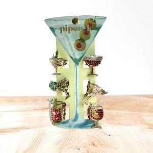 Piper k Martini Wine Margarita Cocktail Glass Hair Clips with Rhinestones